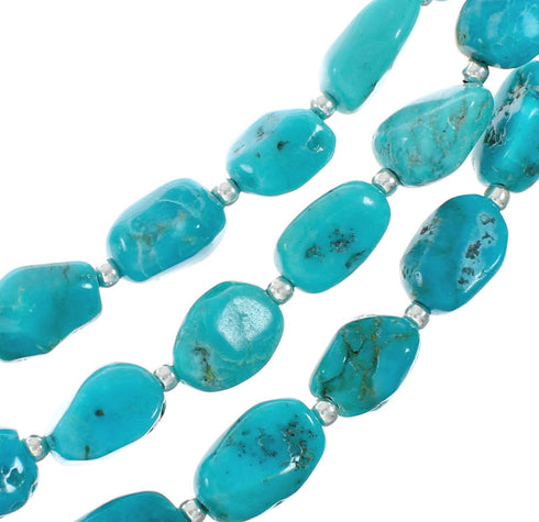 Native American 3 Strand High Turquoise Bead Necklace X10110