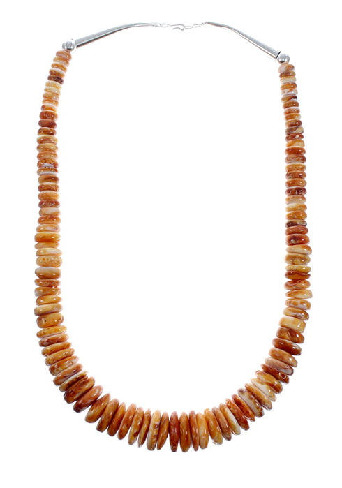 Navajo Orange Oyster Shell Sterling Silver Bead Necklace X10108