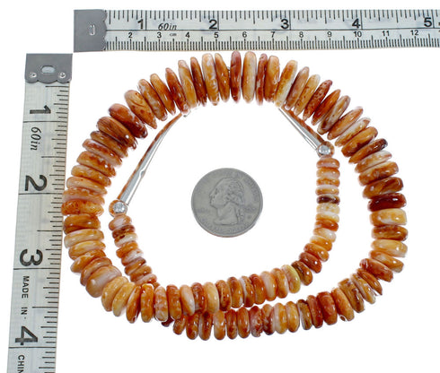 Navajo Orange Oyster Shell Sterling Silver Bead Necklace X10108