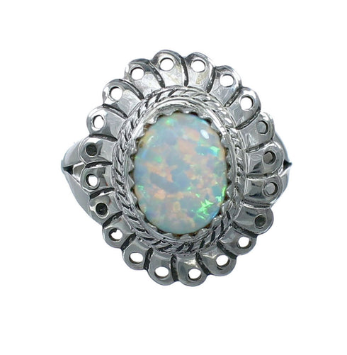 Navajo Sterling Silver White Opal Ring Size 8-1/4 X10180