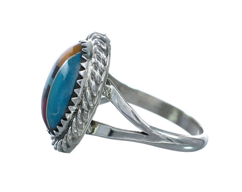 Navajo Manmade Multicolor Inlay Sterling Silver Ring Size 7-1/2 X10202
