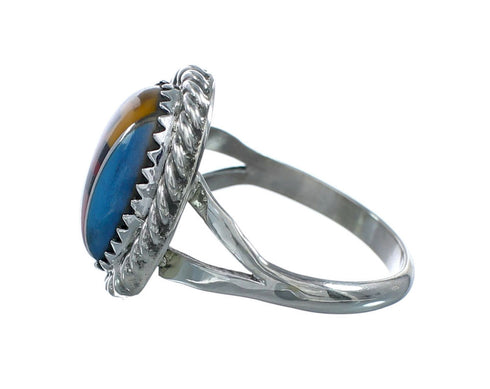 Navajo Manmade Multicolor Inlay Sterling Silver Ring Size 7-1/2 X10208