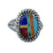 Navajo Manmade Multicolor Inlay Sterling Silver Ring Size 8-3/4 X10209
