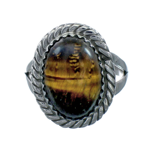 Tiger Eye Sterling Silver Native American Ring Size 8-1/2 X10192