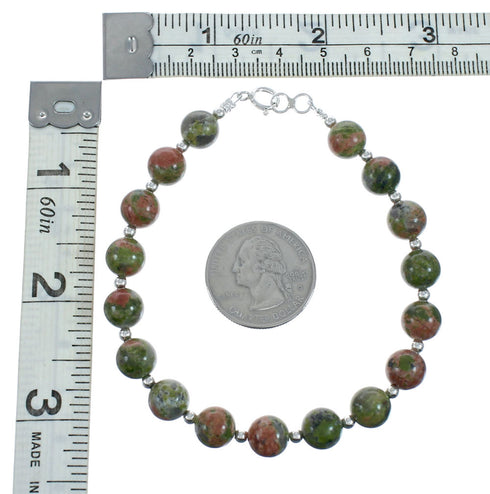Southwest Sterling Silver Multicolor Jasper Bead Bracelet X10244