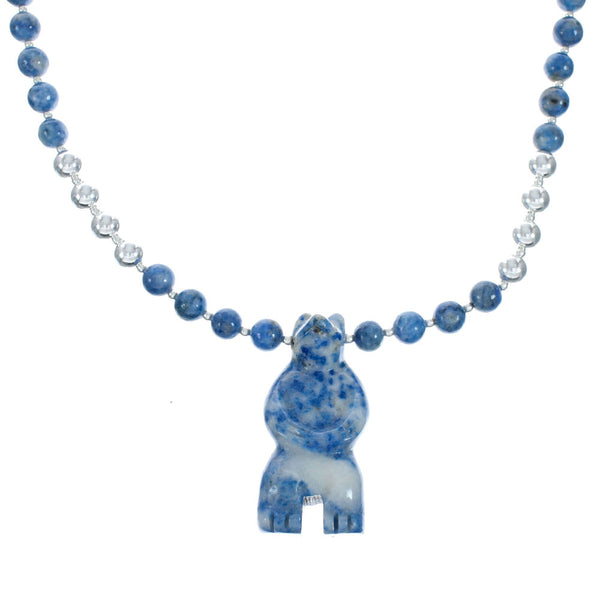 Southwest Denim Lapis Sterling Silver Bear Bead Necklace X10239