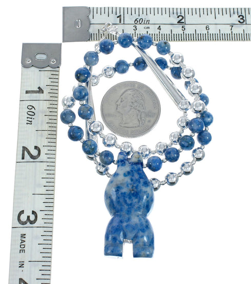 Southwest Denim Lapis Sterling Silver Bear Bead Necklace X10239