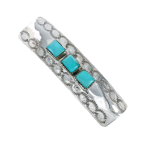 Native American Navajo Turquoise Sterling Silver Hair Barrette X10323