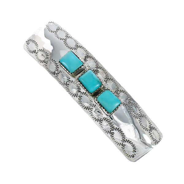 Native American Navajo Turquoise Sterling Silver Hair Barrette X10323