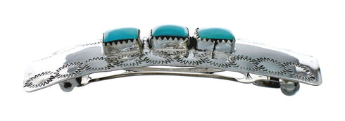 Native American Navajo Turquoise Sterling Silver Hair Barrette X10323