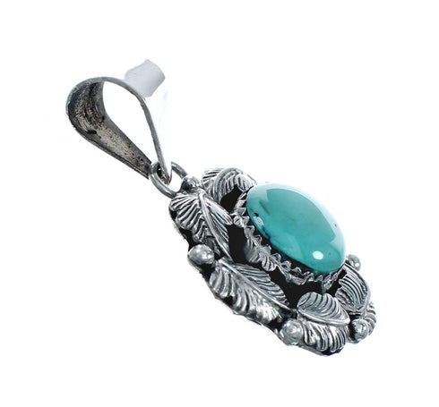 Turquoise Leaf Sterling Silver Native American Pendant X10262