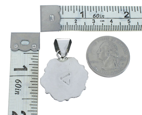 Turquoise Leaf Sterling Silver Native American Pendant X10262