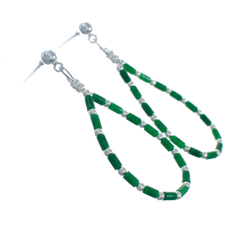 Sterling Silver Malachite Heishi Bead Post Dangle Earrings X10274