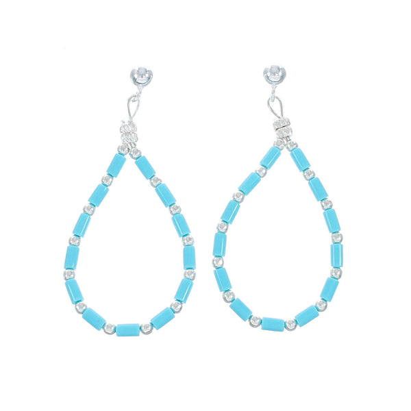 Man Made Turquoise Sterling Silver Post Dangle Earrings X10277