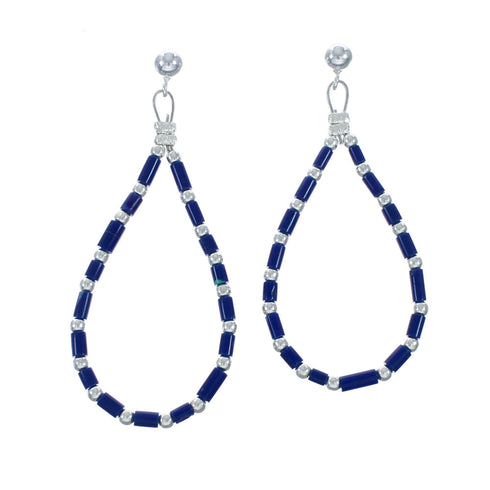 Sterling Silver Lapis Bead Post Dangle Earrings X10276