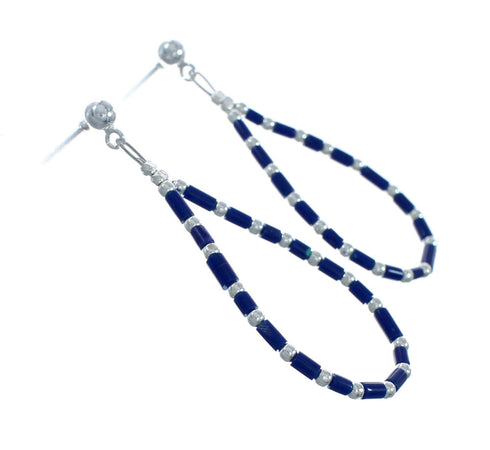 Sterling Silver Lapis Bead Post Dangle Earrings X10276