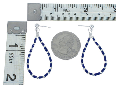 Sterling Silver Lapis Bead Post Dangle Earrings X10276