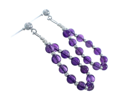 Sterling Silver Amethyst Bead Post Dangle Earrings X10280