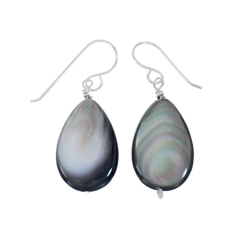 Stunning Abalone Shell Hook Dangle Sterling Silver Earrings X10285