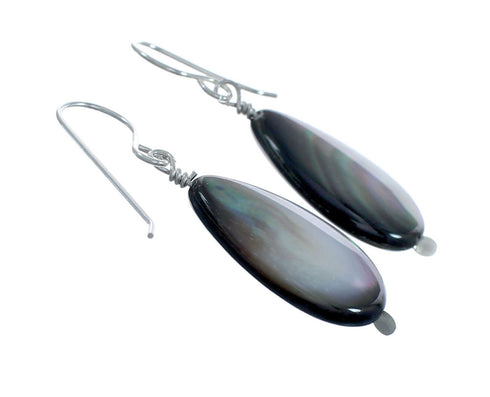 Stunning Abalone Shell Hook Dangle Sterling Silver Earrings X10285