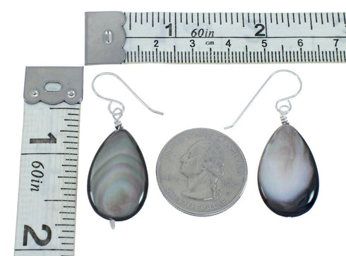 Stunning Abalone Shell Hook Dangle Sterling Silver Earrings X10285
