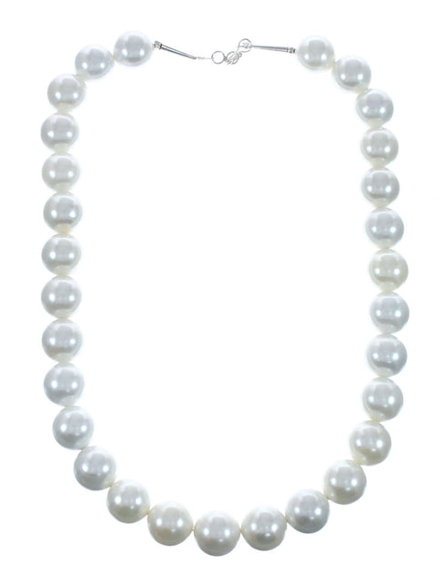 Mother of Pearl Sterling Silver Native American Bead Necklace X10245