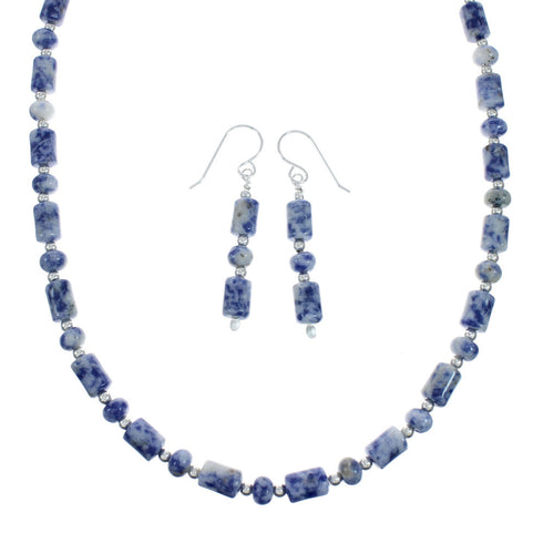 Authentic Sterling Silver Southwest Dumortierite Bead Necklace X10248