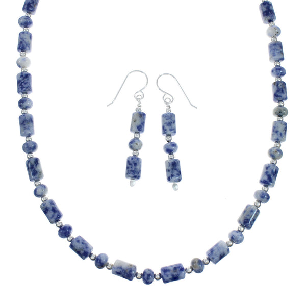 Authentic Sterling Silver Southwest Dumortierite Bead Necklace X10248