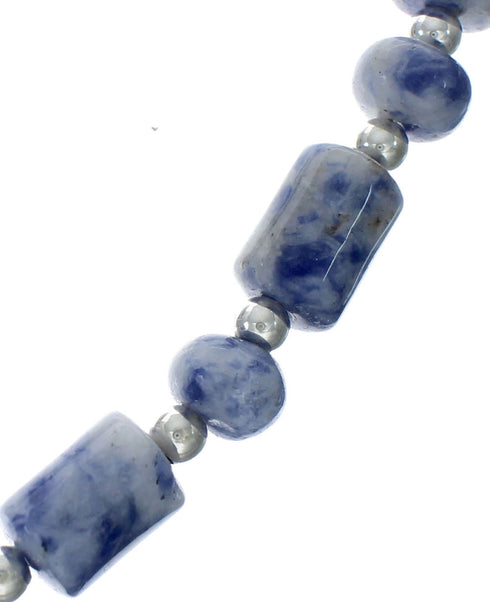 Authentic Sterling Silver Southwest Dumortierite Bead Necklace X10248