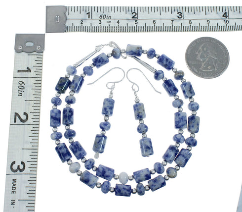 Authentic Sterling Silver Southwest Dumortierite Bead Necklace X10248