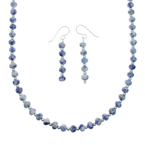 Authentic Sterling Silver Southwest Dumortierite Bead Necklace X10249