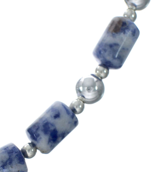 Genuine Sterling Silver Southwest Dumortierite Bead Necklace X10250