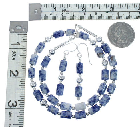 Genuine Sterling Silver Southwest Dumortierite Bead Necklace X10250