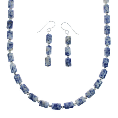 Genuine Sterling Silver Southwest Dumortierite Bead Necklace X10251
