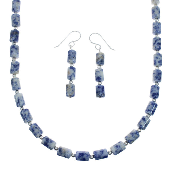 Genuine Sterling Silver Southwest Dumortierite Bead Necklace X10251