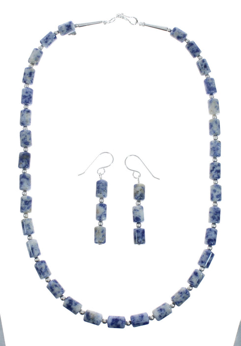 Genuine Sterling Silver Southwest Dumortierite Bead Necklace X10251