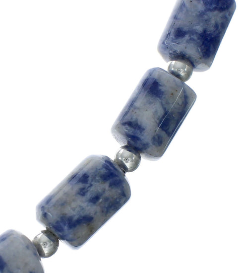 Genuine Sterling Silver Southwest Dumortierite Bead Necklace X10251