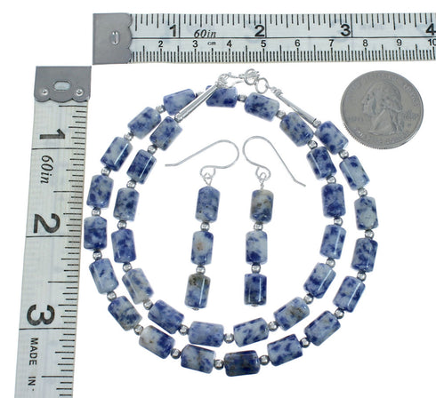 Genuine Sterling Silver Southwest Dumortierite Bead Necklace X10251