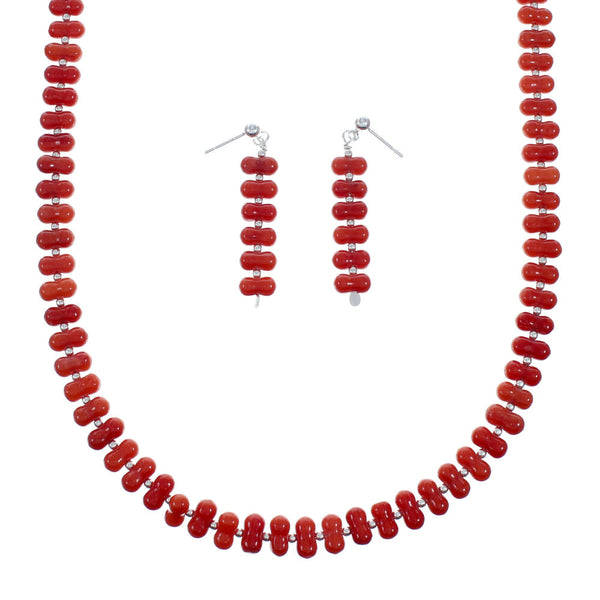 Southwestern Sterling Silver and Coral Bead Necklace X10252