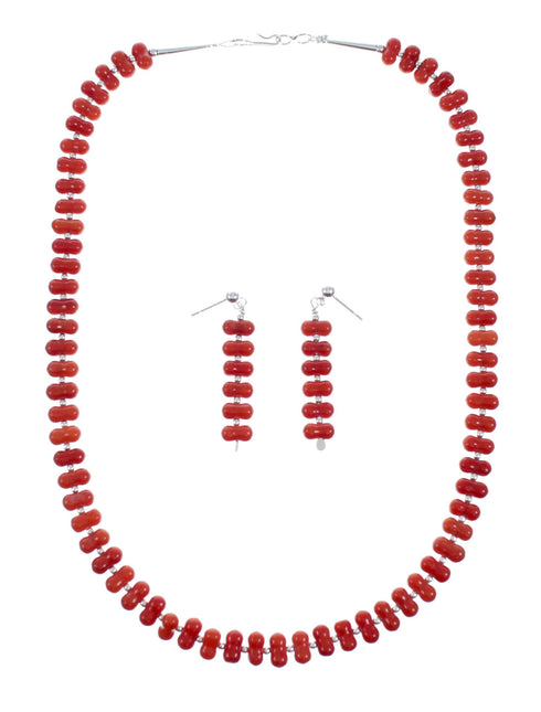 Southwestern Sterling Silver and Coral Bead Necklace X10252