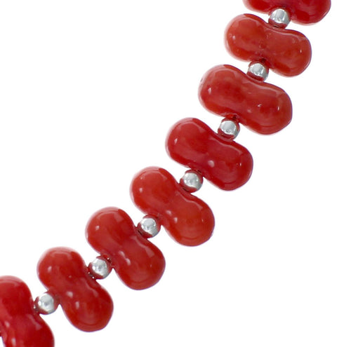 Southwestern Sterling Silver and Coral Bead Necklace X10252