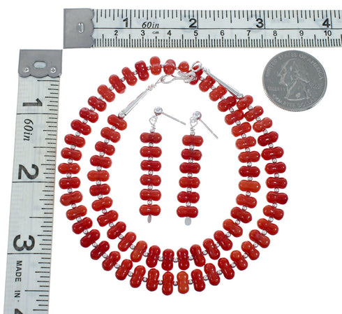 Southwestern Sterling Silver and Coral Bead Necklace X10252