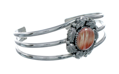 Navajo Authentic Sterling Silver Oyster Shell Cuff Bracelet X10259