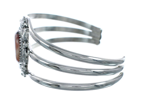 Navajo Authentic Sterling Silver Oyster Shell Cuff Bracelet X10259