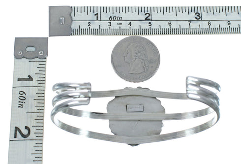 Navajo Authentic Sterling Silver Oyster Shell Cuff Bracelet X10259