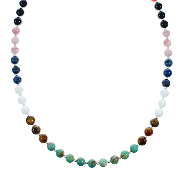 Sterling Silver Treasure Multicolor Bead Necklace X10287