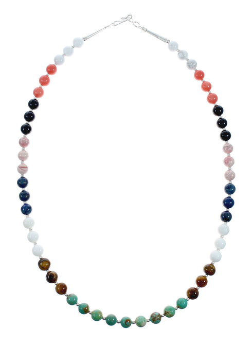 Sterling Silver Treasure Multicolor Bead Necklace X10287
