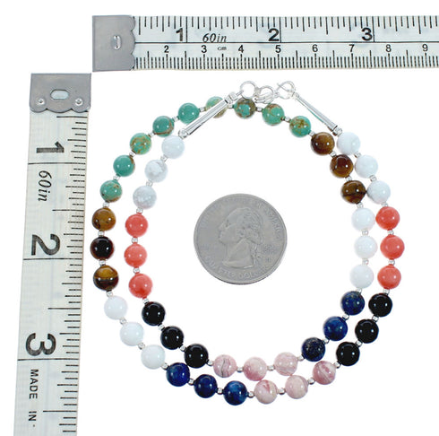 Sterling Silver Treasure Multicolor Bead Necklace X10287