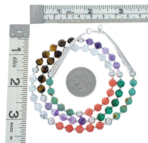 Multicolor Treasure Sterling Silver Bead Necklace X10289