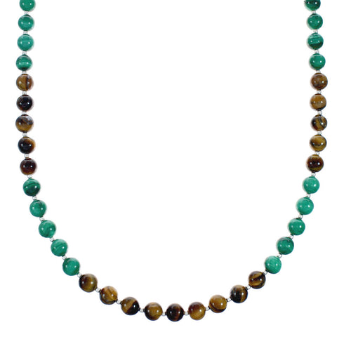 Multicolor Native American Sterling Silver Bead Necklace X10291